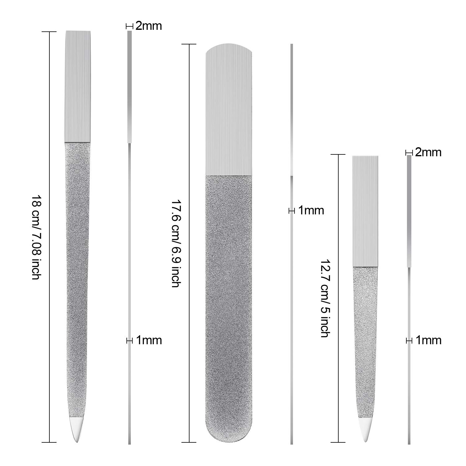 3 Pieces Diamond Nail File Set Stainless Steel Double Side Nail File Metal Sapphire Buffer File Manicure Files for Salon Home and Travel : Beauty