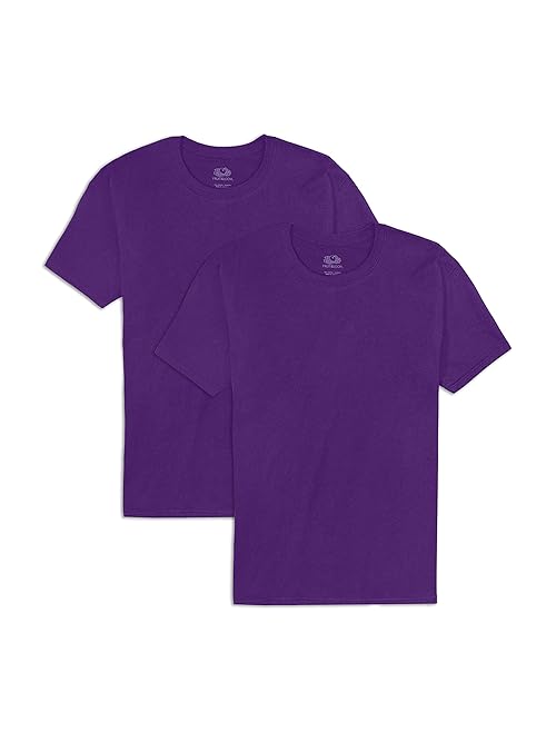 Fruit Of The Loom Mens Eversoft Cotton Shirts, Breathable & Moisture Wicking With Odor Control, Sizes S-4x, Crew - 2 Pack - Purple, XX-Large US