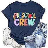 NEWKA Preschool Teacher Shirts for Women Preschool Crew Tshirt Teacher Life Rainbow Tee Top