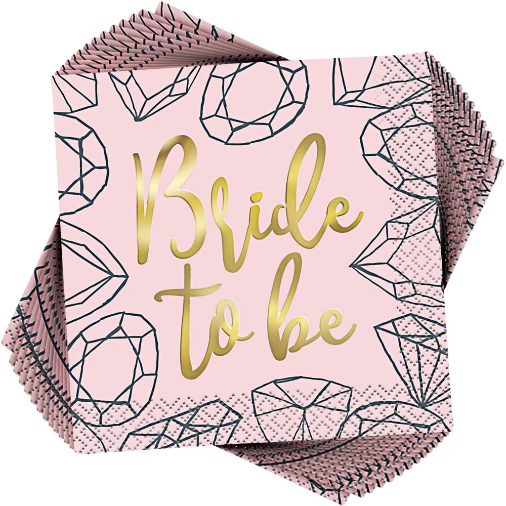 Pink Diamond Bachelorette Party Napkins - Elegant Foil Stamped Design - Perfect for Celebrations & Toasts - 16ct