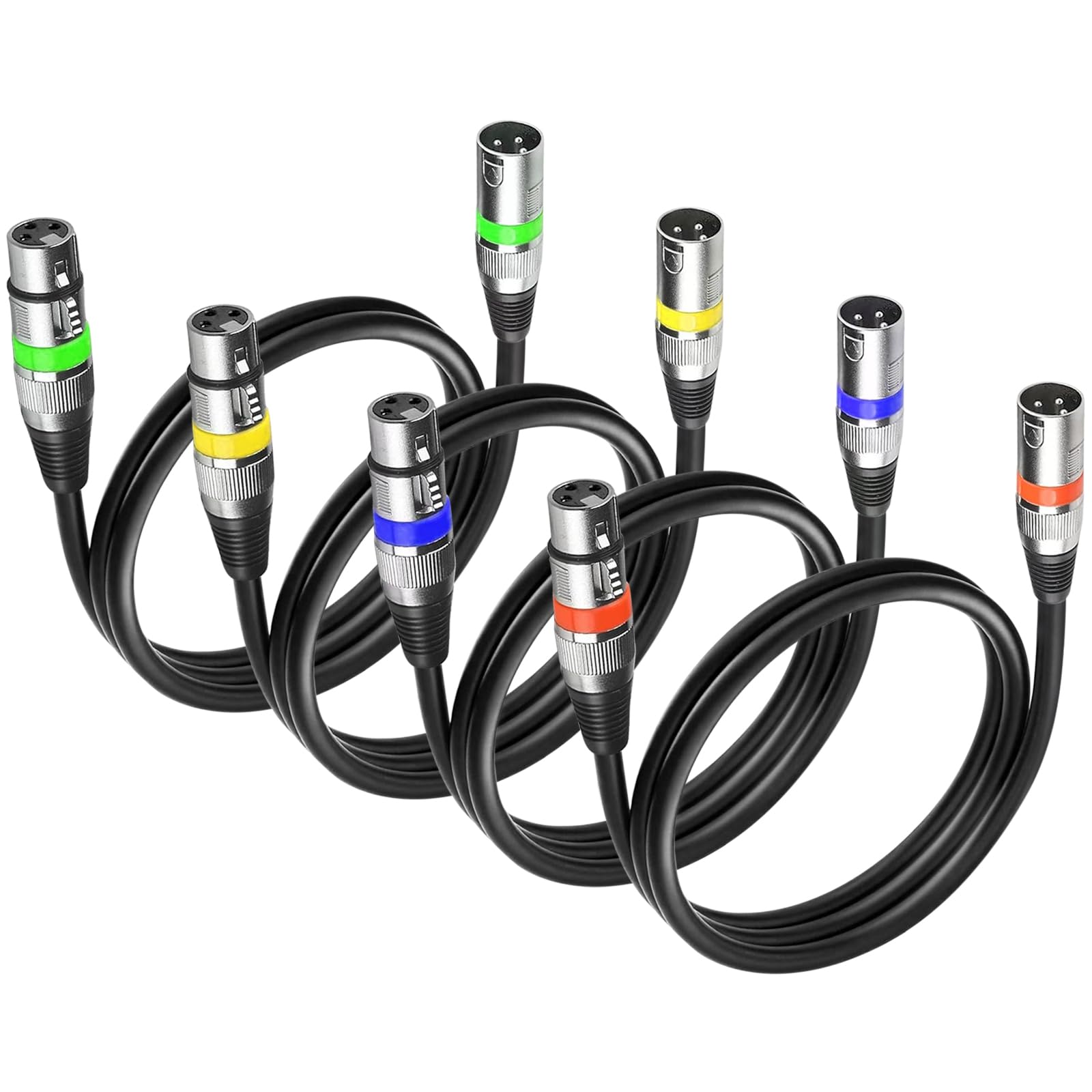 wecan 4 Packs 3 Pin Dmx Cable Dmx Lighting Cable, Dmx Cables 1.2m 4ft Female to Male XLR Cable, Dmx Leads XLR Cables Short XLR Wire for Stage Lights or DJ Mixer Dmx Wire Signal Connection — image 1