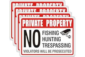 FROHLLIA (4 Pack) Private Property No Trespassing No Hunting No Fishing Sign, No Trespassing No hunting signs,14x10 inches Reflective Aluminum Metal Warning Sign Rust Free Waterproof and Easy to Install(Red)