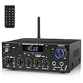 Romicta Stereo Audio Amplifier, 2 Channel 500W Bluetooth 5.0 Home Theater Power Amplifier with FM, Echo, AUX, USB, SD, MIC Inputs, HiFi AMP for Passive Speakers and Active subwoofer