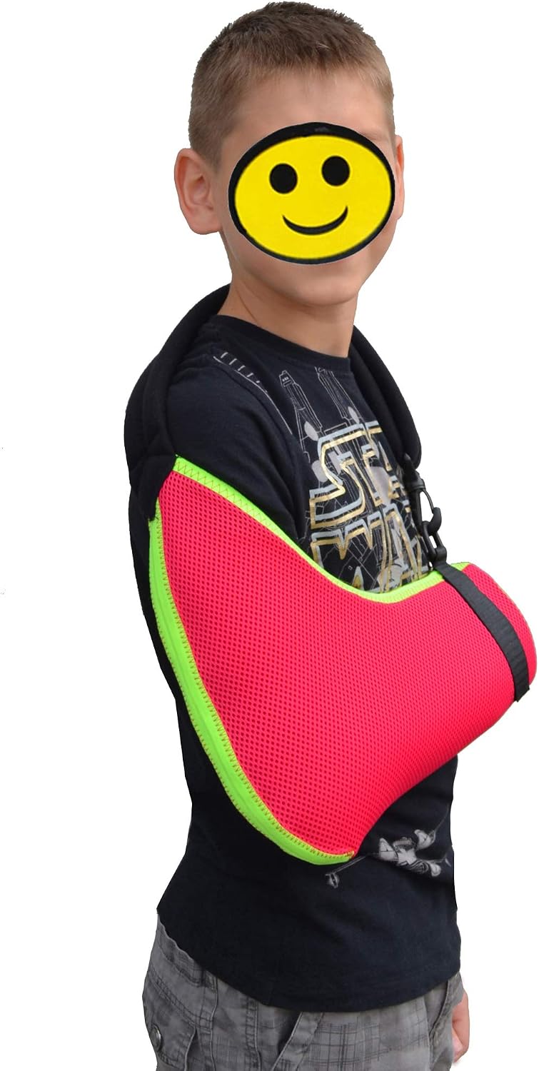 Arm Sling Child, Easy to Fit, Cooling Fabric Technology, Includes Happy Healing Sticker. 10-11yr Rasp/Lime Trim - Image 4