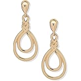 ANNE KLEIN Women's Gold EZ Comfort Clip Linear Earring Featuring Double Teardrop Linear Design
