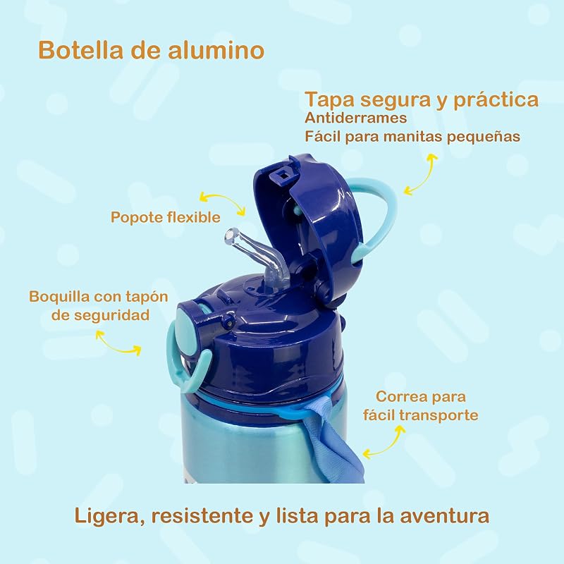 FRASCO DE ALUMÍNIO POP-UP COM TIRA 730 ML BLUEY