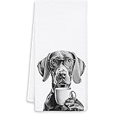 OSLYSOF Funny Vizsla Dog Kitchen Towels, Vizsla Gifts for Women Dish Tea Towels, Black and White Dog Lovers Owner Gifts Hand Towel for Kitchen, Coffee Bar Station Decor, 16x24 Inch