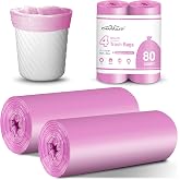 Charmount Small Trash Bags Bathroom, 4 Gallon Garbage Bags, 80 Count | Strong, Leakage-Free and Hot Pink Clear Garbage Bags for Bathroom, Office, Kitchen Small Trash Can