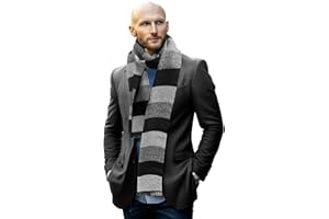 BleSky Black and Grey Stripe Feel Knit Scarf Classic Knit Scarf for Men Women Halloween Cosplay Party Supplies