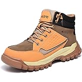 AUVYI Steel Toe Work Boots for Men - Safety Wide Toe Boots Comfortable Slip Resistant Work Shoes Puncture Proof Footwear for Construction, Outdoor&Industrial