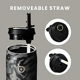 Bottle Bottle 32 oz Insulated Water Bottle with Straw Lid Black Camouflage view 4