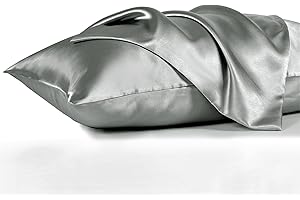 KINMEROOM Satin Pillowcase for Hair and Skin, Dark Gray Pillowcases 2 Pack, Queen Size Pillow Cases Set of 2, Luxury and Soft Satin Pillow Covers with Envelope Closure (20x30 Inches)