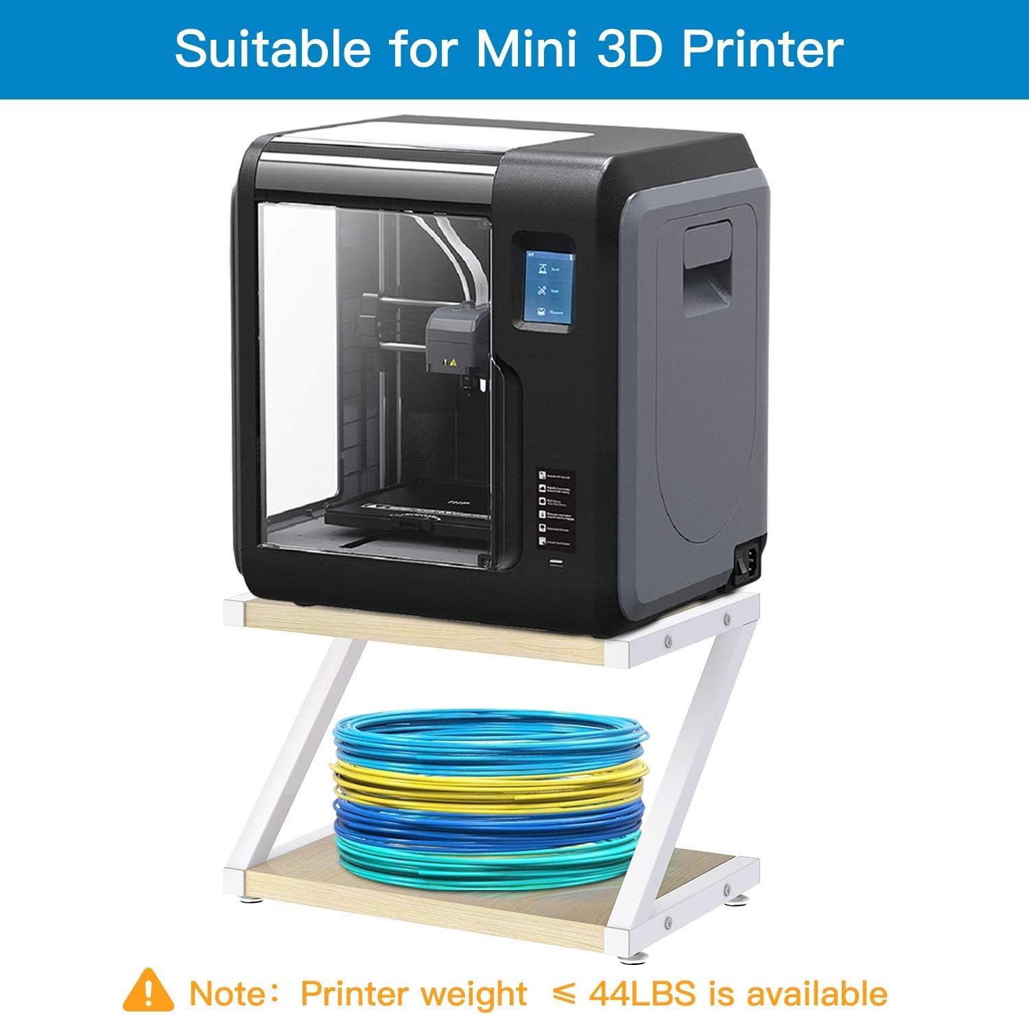 Desktop Stand for Printer - Desktop Shelf with Anti - Skid Pads for Space Organizer as Storage Shelf, Book Shelf, Double Tier Tray with Hardware & Steel for Mini 3D Printer by HUANUO : Office Products