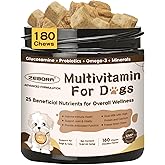 ZEBORA Dog Multivitamin with Probiotics - Dog Vitamins and Supplements - Multivitamin for Dogs with Glucosamine, Omega 3 and Probiotics for Dogs Digestion, Immunity, Joint, Skin and Coat - 180ct