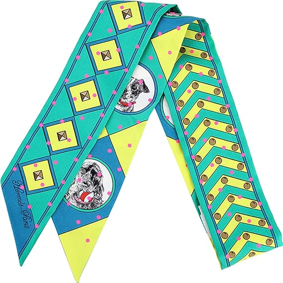 Amazon エルメス ツイリー スカーフ プリュムティ 首輪と犬 Colliers Et Chiens シルク ブルー グリーン 並行輸入品 スカーフ 通販