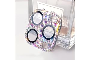 Cavdycidy Bling Diamond Camera Lens Protector Compatible with iPhone 16 Pro ＆ iPhone 16 Pro Max, Metal Glitter Gem Camera Cover，9H Tempered Glass lens full Screen Sparkle Rhinestone Protector