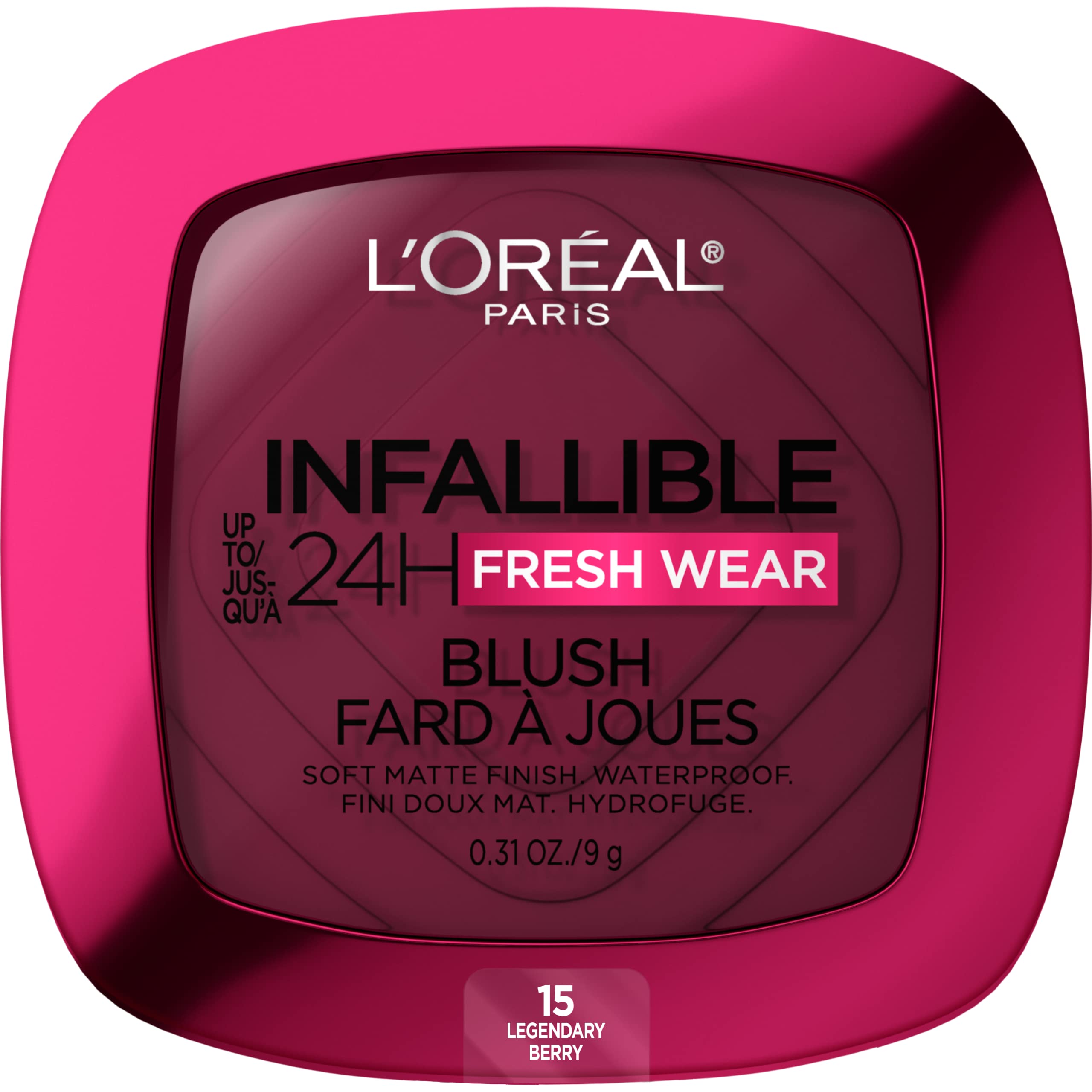 Photo 1 of L'Oreal Paris Infallible Up to 24H Fresh Wear Soft Matte Blush, Blendable, Long-Lasting and Waterproof Cheek Make Up, Legendary Berry 15, 0.31 Oz