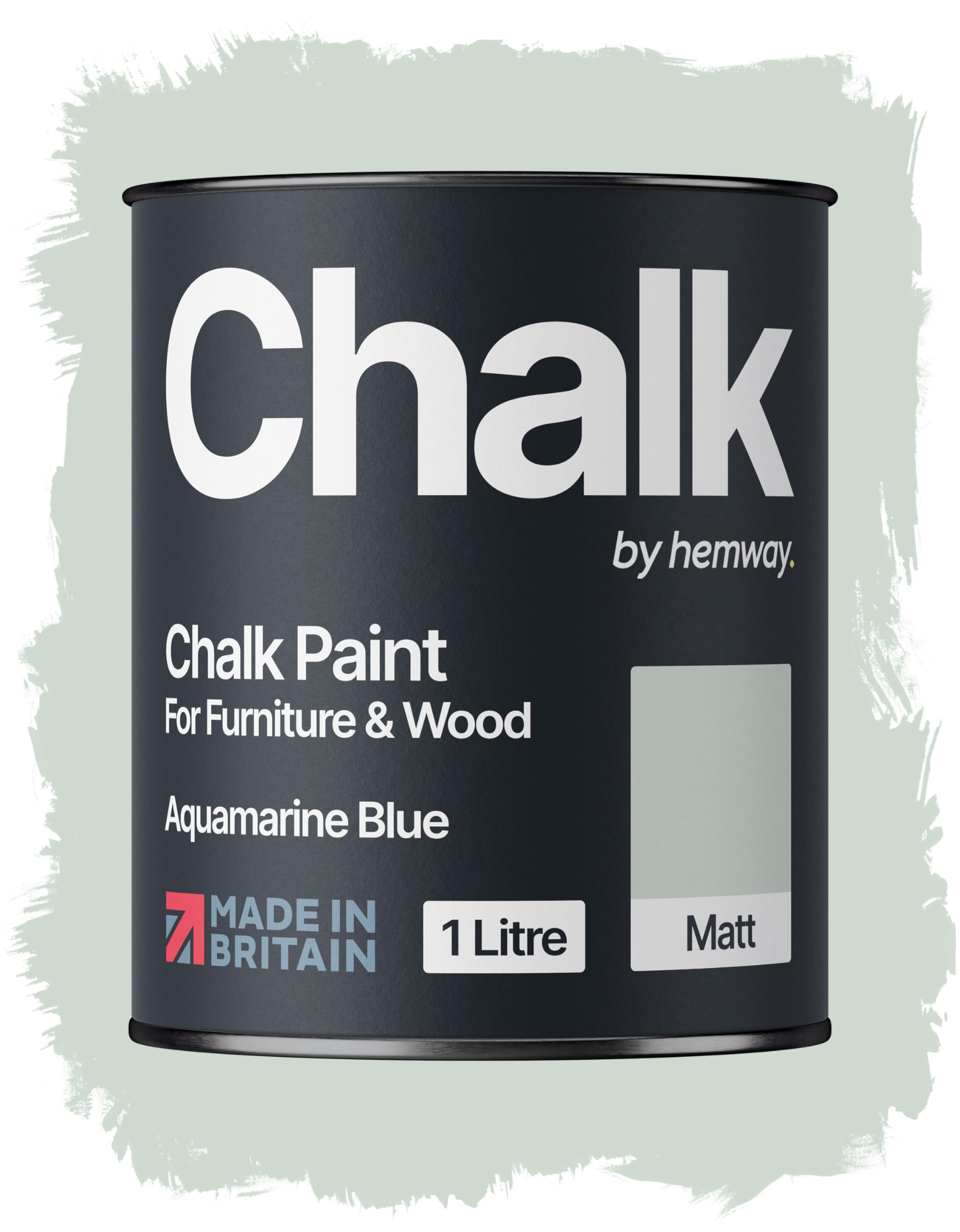 Hemway Chalk Paint Aquamarine Blue Furniture Paint 1L, Matt Finish Shabby Chic, Chalk Furniture & Walls, Quick Dry & 1 Coat