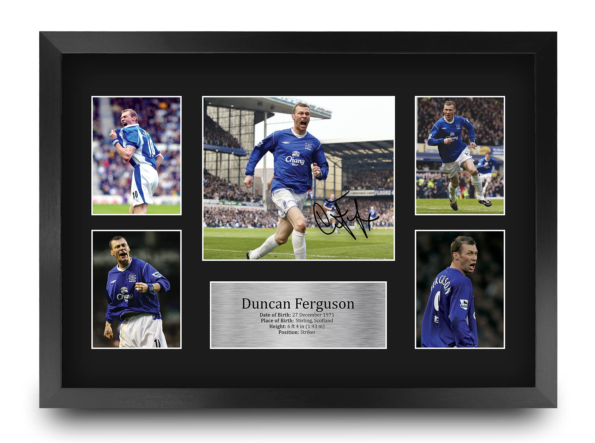 HWC Trading FR A3 Duncan Ferguson Everton Printed Memorabilia Signed Autograph Photograph Display for Football Fans and Supporters - A3 Framed