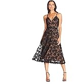 Dress The Population Womens Tahani Plunge Neckline Fit and Flare Midi DressDress