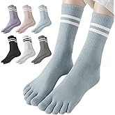6 Pairs Toe Socks Women, Multicolor Five Finger Cotton Socks Breathable,Toe Separator Socks for Yoga Running Athletic
