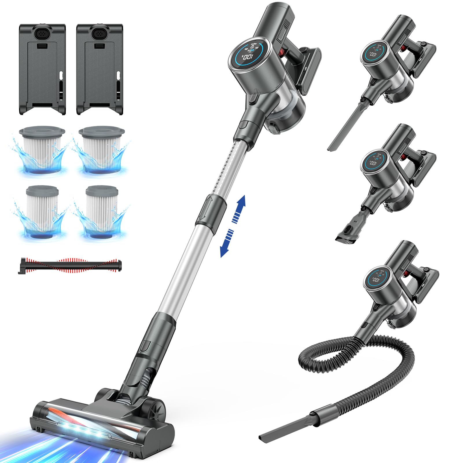 Photo 1 of Cordless Vacuum Cleaner with 2 Batteries, 450W 35KPA Lightweight Vacuum Cleaners, stick vacuum cordless rechargeable with Touch Screen, Vacuum Cleaner for Home, for Carpet, Hard Floor, Pet Hair