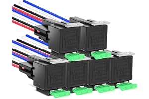 MNJ Motor Car Relay Harness 12V 30A 5 Pin SPST 14AWG Harness Sockets with Wires for Automotive Truck Van Motorcycle Boat - 6 Pack