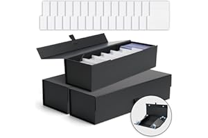 SFSOC 3Pack QuickFold Magnetic Trading Card Storage Box With 15PCS Dividers,Toploaders Storage Box,Toploaders Hobby Box,Each Card Storage box Holds 1000+ Cards or 200 Toploaders (14 * 4.6 * 3.5) inch