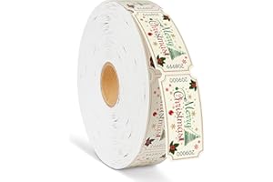 AMVINER 1000 Pieces Merry Christmas Roll Raffle Tickets Single Roll Carnival Raffle Tickets Drink Meal Tickets Decorations for Carnival Theme Party Events Games Door Prizes Concert