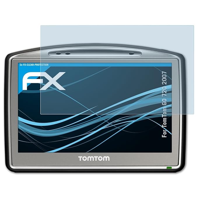 atFoliX Schutzfolie kompatibel mit Tomtom GO 720 2007 Folie, ultraklare FX Displayschutzfolie (3X)