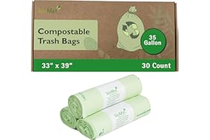 bioMat 35 Gallon Compostable Bin Liners for Food Waste, 30 Count, BPI ASTM D6400 and CMA Certified, Large Compost Bags for Compost Bin