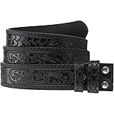 IZUS Vintage Western Belt Strap without Buckle Longhorn-Bull-Embossed Cowboy Belt for Women Men 1-1/2" Wide PU Leather Strap