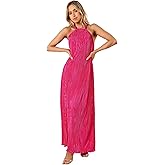 Petal & Pup Womens Melody Plisse Halter Maxi Dress