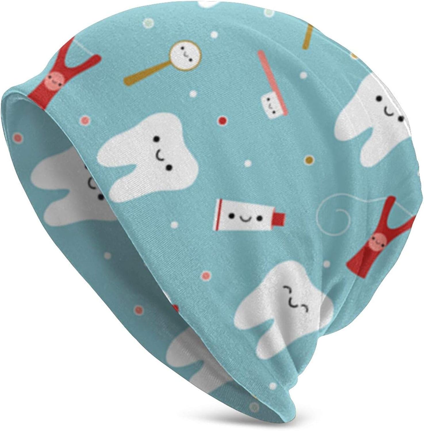 Linger In Skull Cap Dental Fabric Happy Teeth Friends Adult Knit Hat