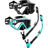 Aegend Snorkeling Gear for Adults Youth Kids, Snorkel Mask with Top Dry Valve - Panoramic View Anti-Leak and Anti-Fog with Mesh Bag for Snorkeling, Scuba Diving, Freediving & Swimming