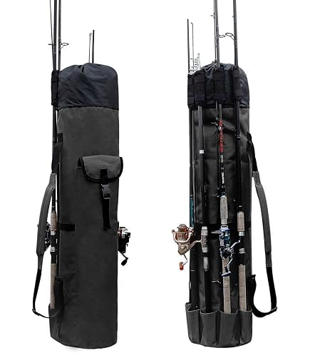 SILANON Fishing Rod Bag Pole Holder, Portable Fishing Rod Case Carrier Canvas Pole Storage Bag Travel Carry Case Waterproof Fishing Tackle Gear Organizer : Sports & Outdoors