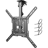 Flip Down TV Mount for Most 23'' to 55'' TVs, Manual Ceiling TV Mount | Foldable, Fits for Flat &amp; Pitched Roof, Height Adjustable, Swivel, Max Load 44lbs, Max VESA 400x400, Black