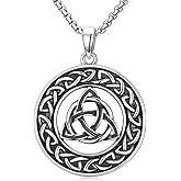 Lattd Celtic Knot Necklace 925 Sterling Silver Celtic Triquetra Pendant Irish Jewelry for Men Women