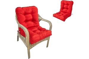 High Back Chair Cushion 42x20x4 Inch, Waterproof Tufted Patio Cushion with Ties, Indoor Outdoor Rocking Chair Pad Replacement