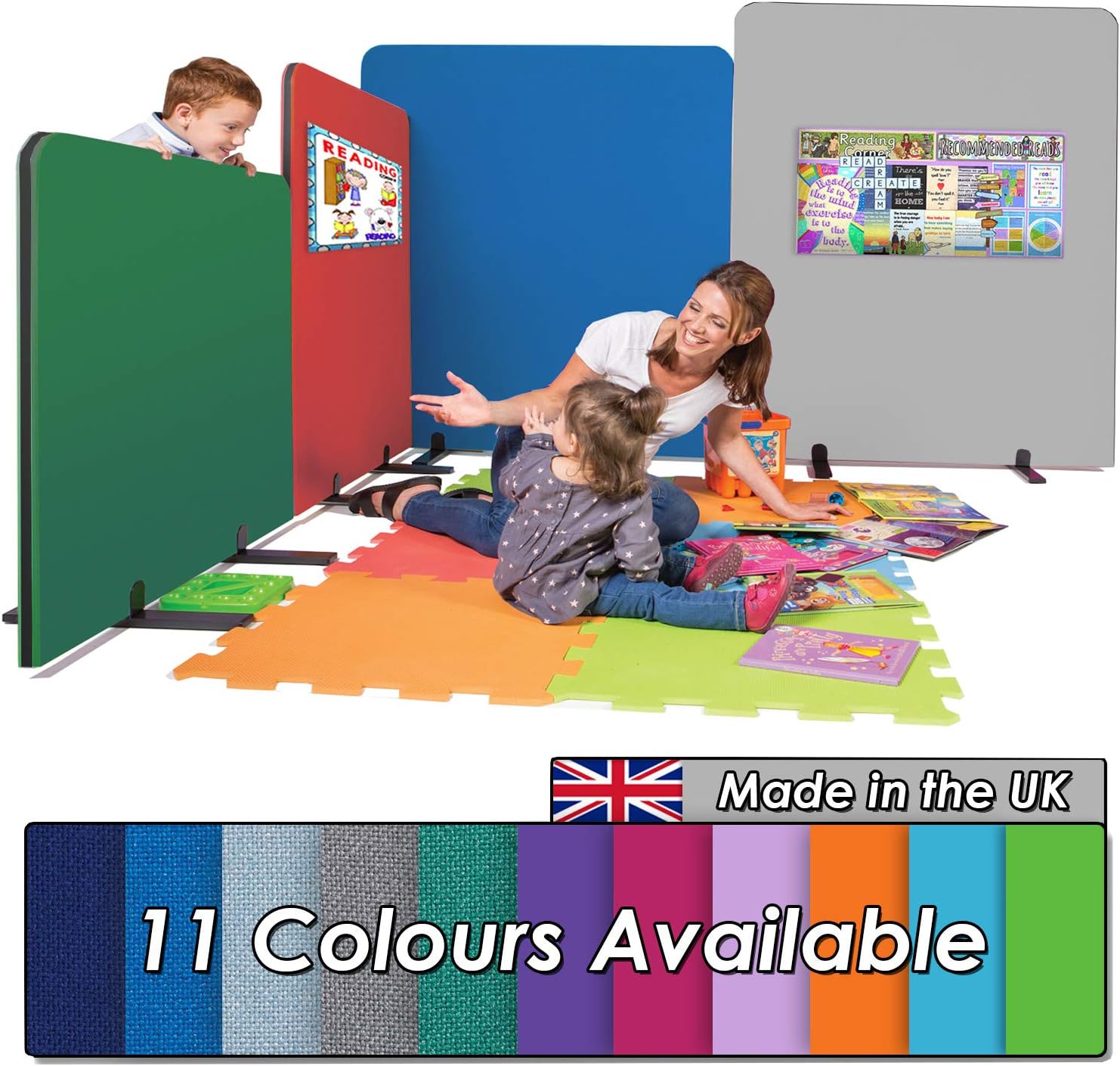 Junior Office Floor Screen Partition/Room Divider (H)1200 x (W)1000 mm - Woven or Loop Nylon - 11 Colours, incl. (Dark Blue)