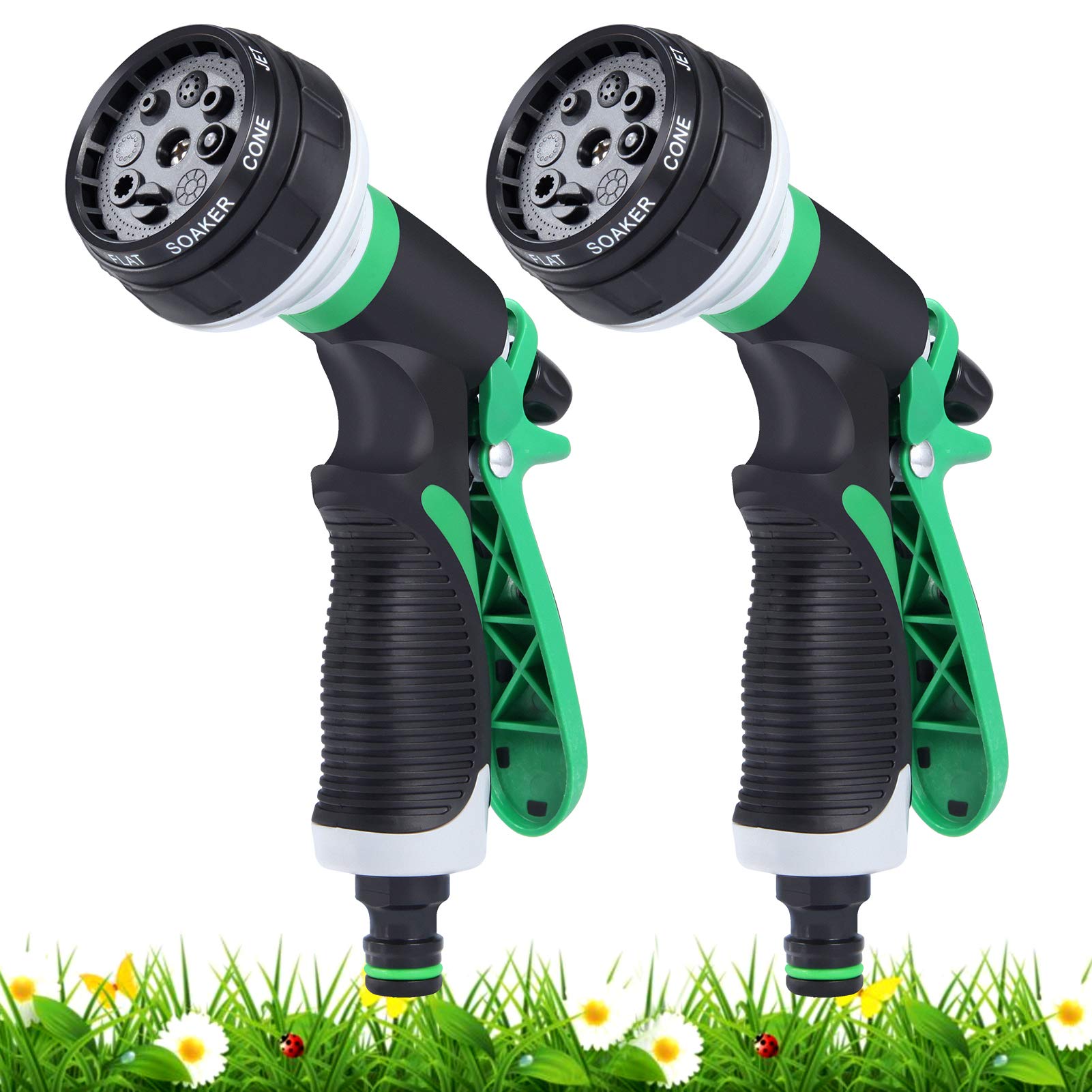 GoldOars Hose Spray Gun, 2 Pack 8 Functions Garden Water Gun Irrigation Gun for Car Wash, Pet Bath, Garden/Lawn Irrigation