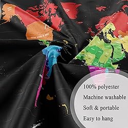 Drgilau World Map Tapestry, Black Map Educational
