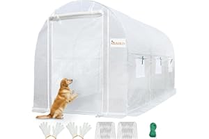 KING BIRD Premium 10x6.6x6.6FT Greenhouse for Outdoors, Large Walk-in Heavy Duty Galvanized Steel Frame, Mesh Door Screen Window Upgraded Zipper Tunnel Hoop for Garden Plant Winter, White