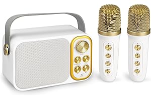 Flyasny Mini Karaoke Machine for Kids Adult, Portable Bluetooth Karaoke Speaker with 2 Wireless Microphones for Home Party, Great Gifts for Boys and Girls Ages 4, 5, 6, 7, 8,9,10,11, 12+ Years Old