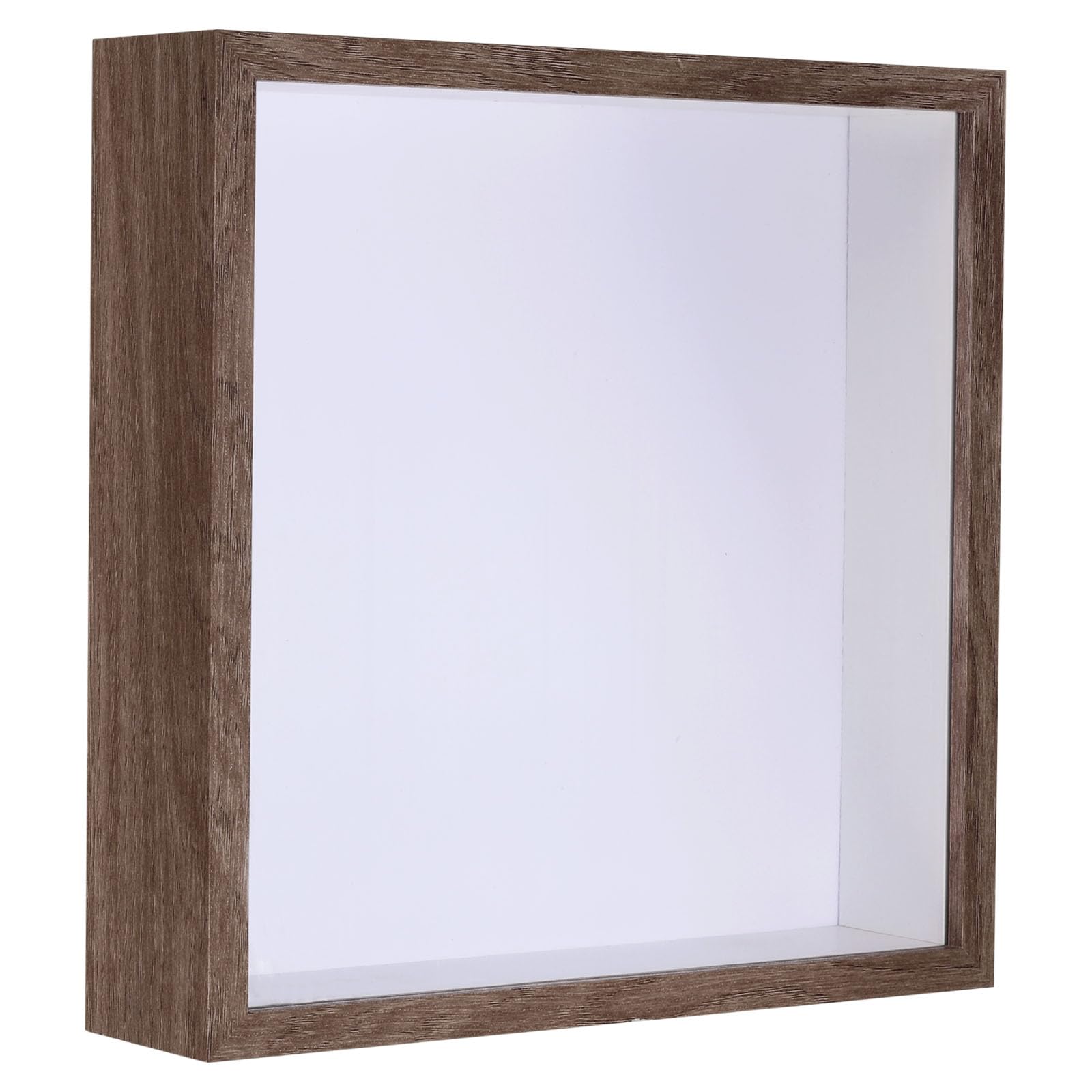 PATIKIL 8x8 Shadow Box Frame, Wooden Dried Flower Display Stand Floating Photo Frame Acrylic Picture Frame for Flowers Ticket Crafts and Photos, Brown