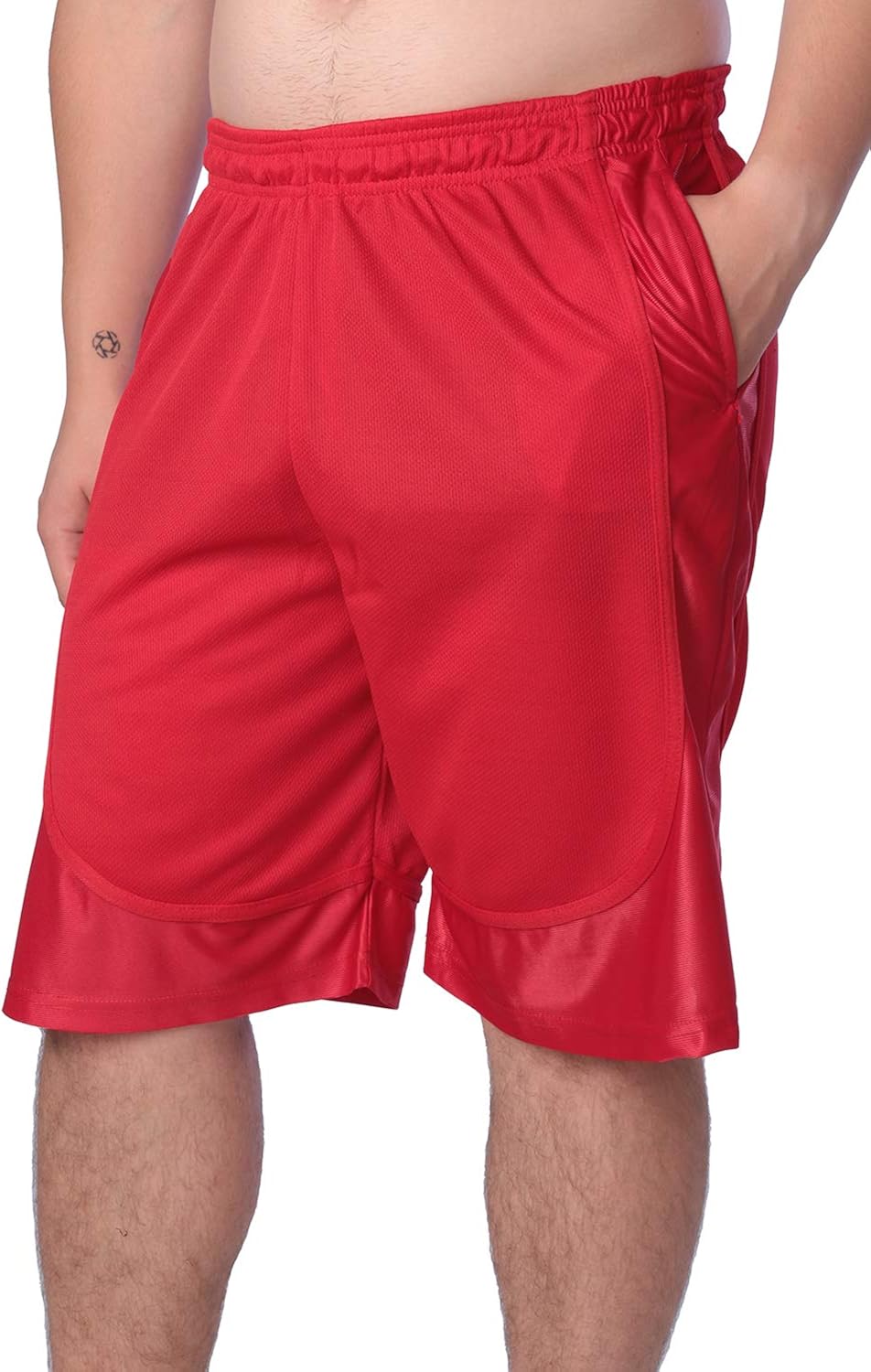 Men's Athletic Long Mesh Running Shorts with Pockets Solid