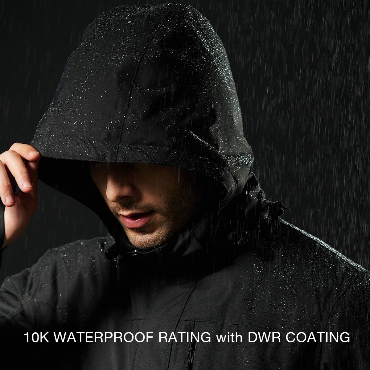 FREE SOLDIER Men's Waterproof Ski Snow Jacket Fleece Lined Warm Winter Rain Jacket with Hood : Clothing