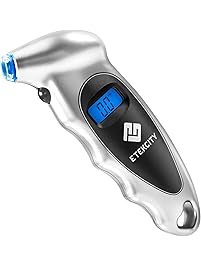 Etekcity Digital Tire Pressure Gauge, 150 PSI Small Monitoring Tool with Lighted Nozzle, Backlit LCD and Non-Slip Grip, 4 Pressure Settings for Car, Bike, Truck, Silver