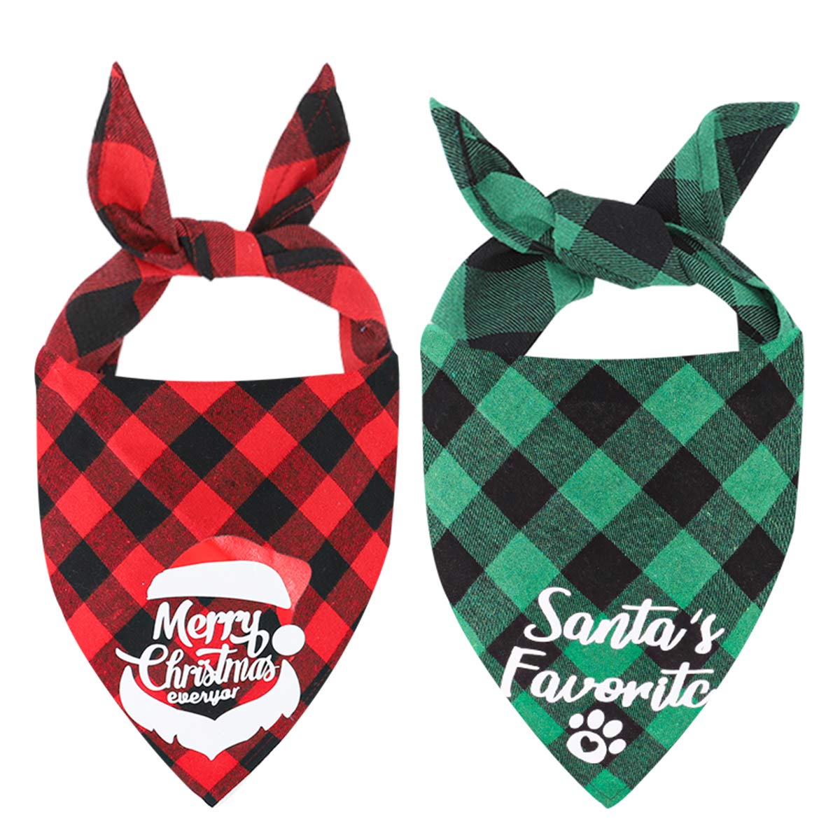 Christmas Dog Bandana Head Scarves Dog Bandana Triangular Scarf for Small, Medium and Large Dogs and Cats, Pack of 2