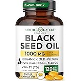 MNO Black Seed Oil Capsules 1000mg Per Serving, High TQ, 120 Count Supply | Cold pressed black cumin oil capsules with high TQ for immune &amp; joint support, organic formula, 2 month supply, 120 count